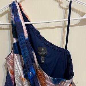 Adrianna Papell One Shoulder Blue and Pink Dress